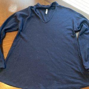 Ladies Size Large Cool Melon Cats Eye Ribbed Long Sleeve Blouse